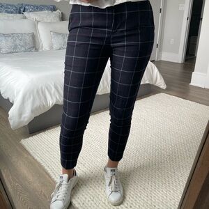 Zara Navy Plaid Ankle Pants